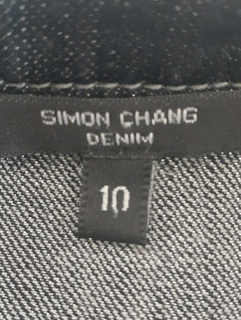 Simon Chang Black Jean Jacket with Subtle Metallic Thread - Sz 10 - Picture 7 of 13